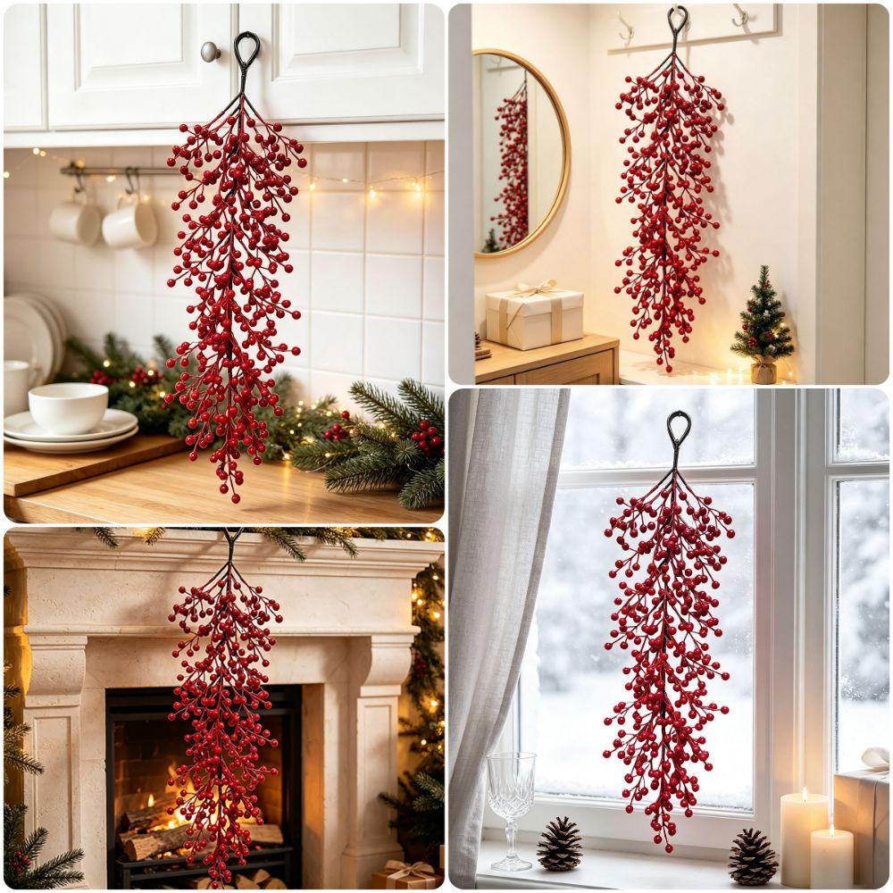 Wall Hanging Christmas Red Berry Vine Scene Layout Berry Wall Hanging Christmas Holiday