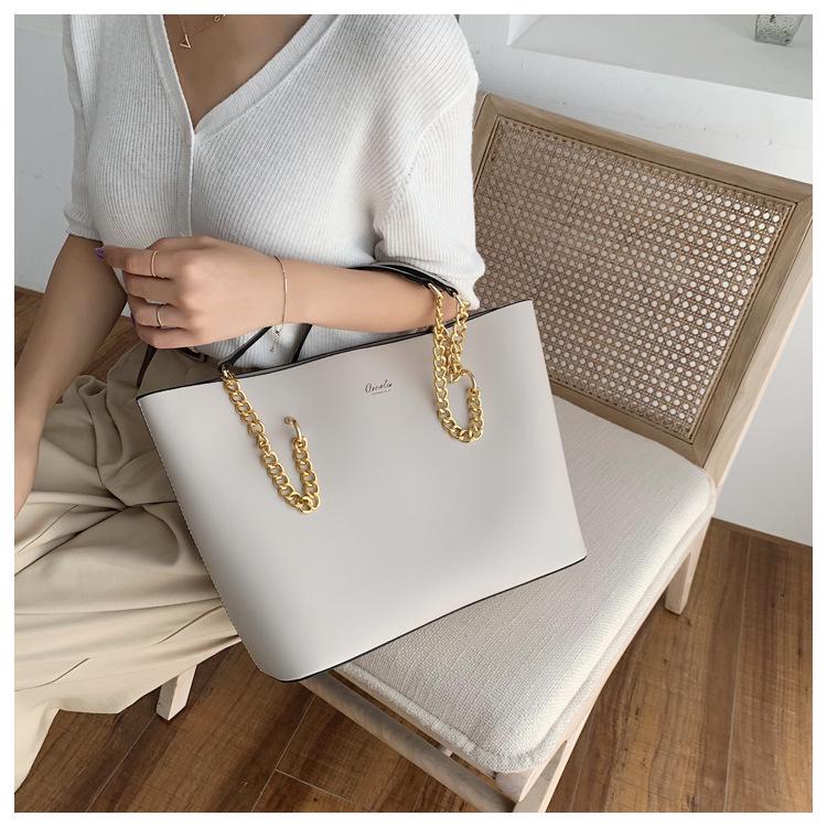 2025 Spring/Fall Women's Large Capacity Korean Style Chain Shoulder Tote - Fashionable, Versatile, Commute Bag