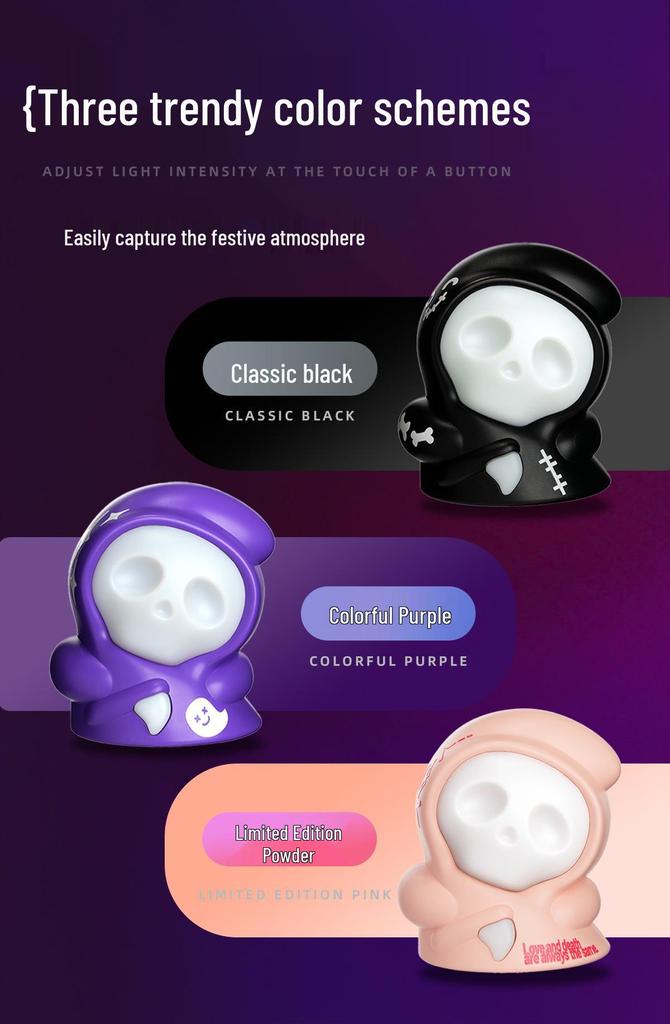 Halloween Ghost Night Light Toy: USB Rechargeable, Dimmable, Eye-Friendly