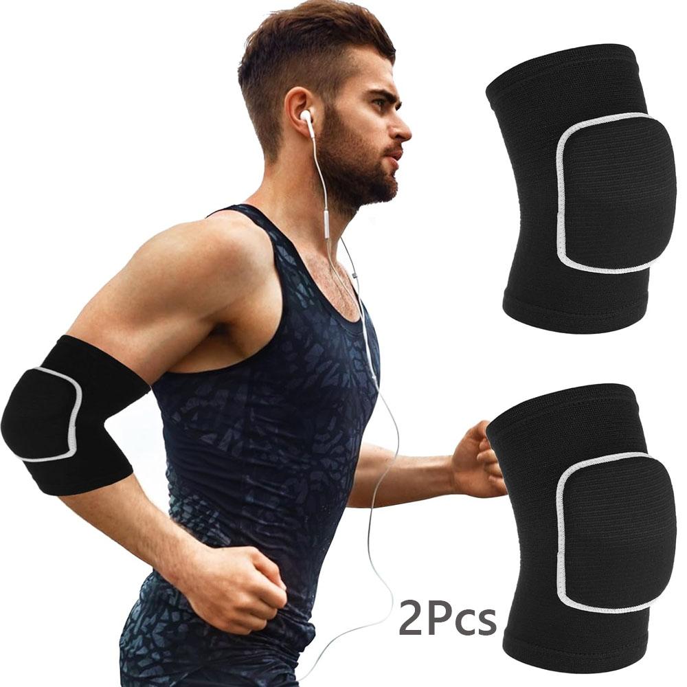 2Pcs Breathable Elbow Braces Thick Sponge Elbow Pad Compression Sleeve for Sport Volleyball Basketball Pain Relief Elbow Support