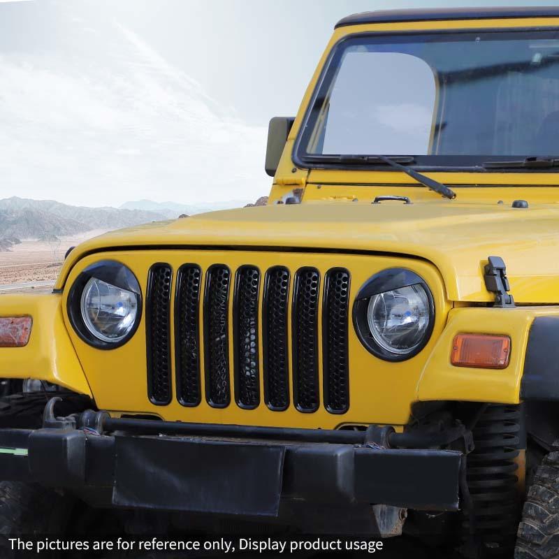 Car Front Hood Grille Ring Cover Headlight Circle Protective Sticker For Jeep Wrangler TJ 1997-2006 Car Exterior Accessories