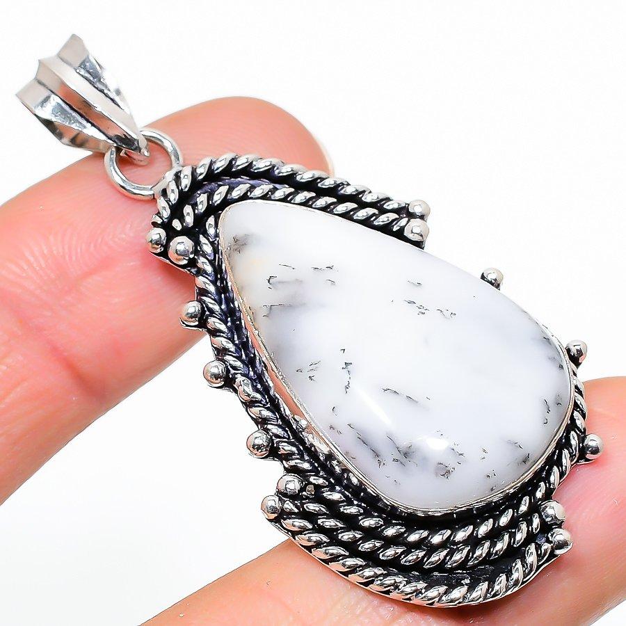 

Этническая ювелирная подвеска ручной работы с дендритом и опалом, 2,36 дюйма, VR-1790