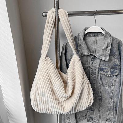 Winter Tote Bag voor Vrouwen Grote Capaciteit Handtassen Casual Schoudertassen Trend Vrouwen Corduroy Shopper Crossbody Tas