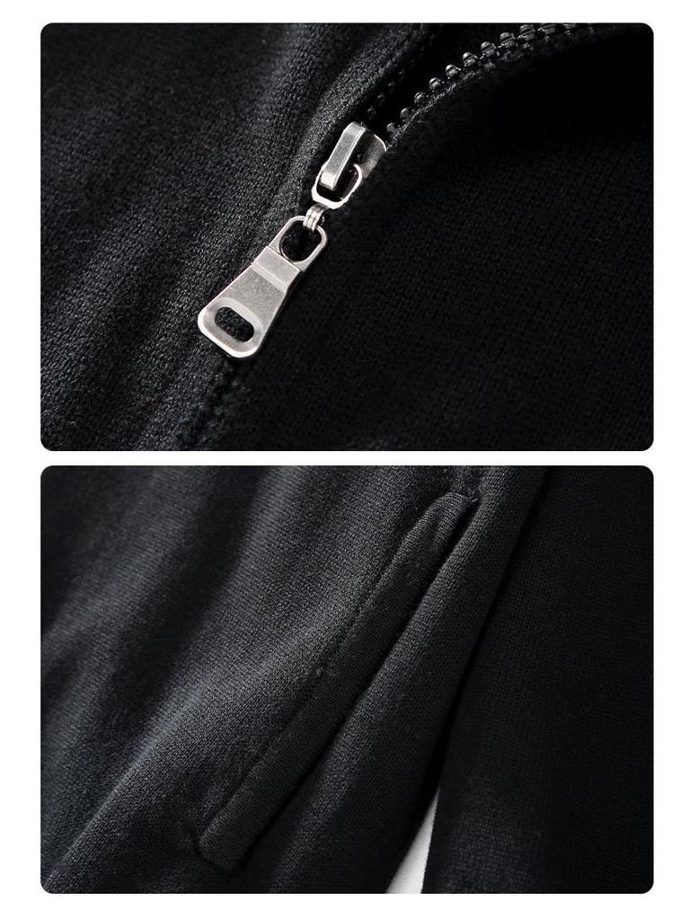 Men's 8503 High Neck Zipper Cotton Sweater - Slim Fit Winter Cardigan