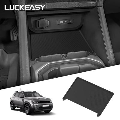 For Renault Dacia Duster 2025 2026 Car Mobile Phone Wireless Charging Pad Anti-Slip Storage Box Mat Interior Accessory Black