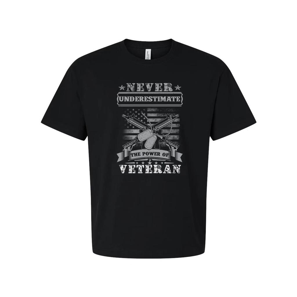 Never Underestimate The Power Of Veteran Unisex Graphic Tee With Patriotic Milit