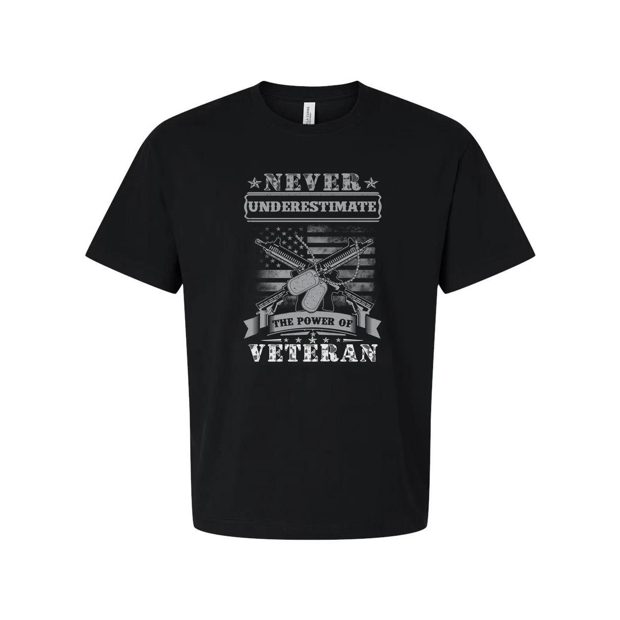 Never Underestimate The Power Of Veteran Unisex Graphic Tee With Patriotic Milit 4XL