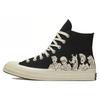 1970s Round-toe Lace-up High-Top Canvas Shoes Unisex Black & White