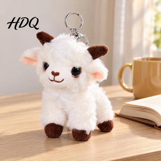 Cute Animal Key Clip Plush Sheep Keychain Soft Stuffed Bag Charm with Metal Ring New Year Gift for Kids Backpacks and Keys Cartoon Lamb Pendant