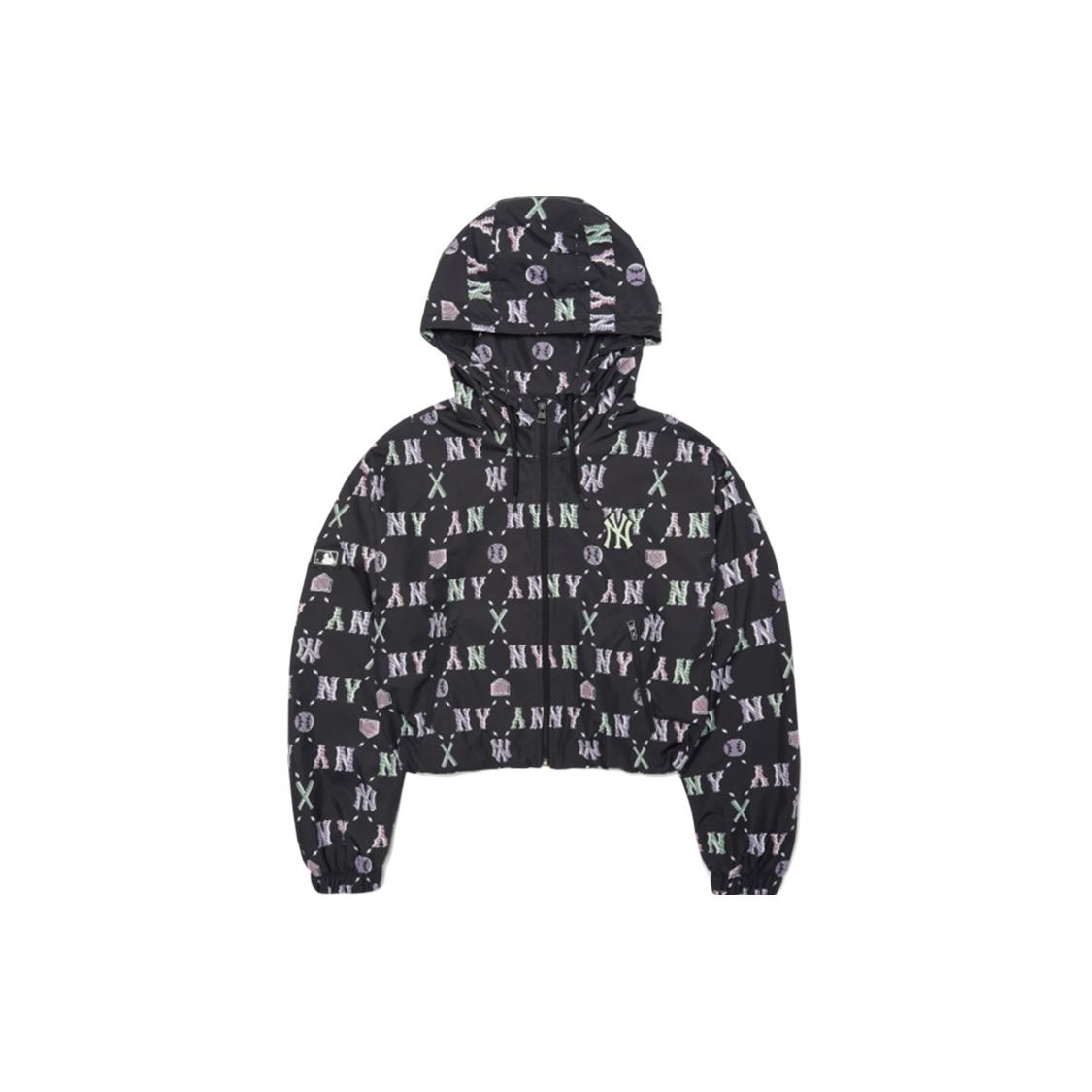 

New MLB Base Logo Windproof Windbreaker Jacket Women s Black 3FWJM0121-50BKS M