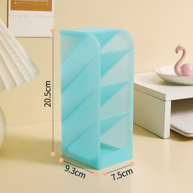 Macaron Color 4 Grid Oblique Insertion Desktop Organizer Pen Holder Pencil Makeup Brush Storage Box School Stationery Quality