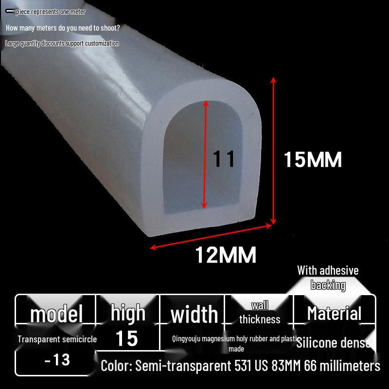 Samolepicí silikonový těsnicí profil ve tvaru D: Vysokoteplotně odolná, nárazuvzdorná, zvukotěsná, průhledná těsnicí lišta na dveře a okna.