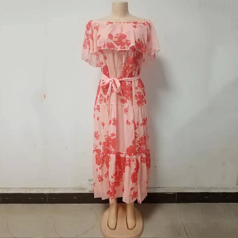 Elegant Bodycon Sexy Women's Off Shoulder Dress for Women 2022 Summer Floral Maxi Boho Party Dresses Woman Robe Femme Ladies