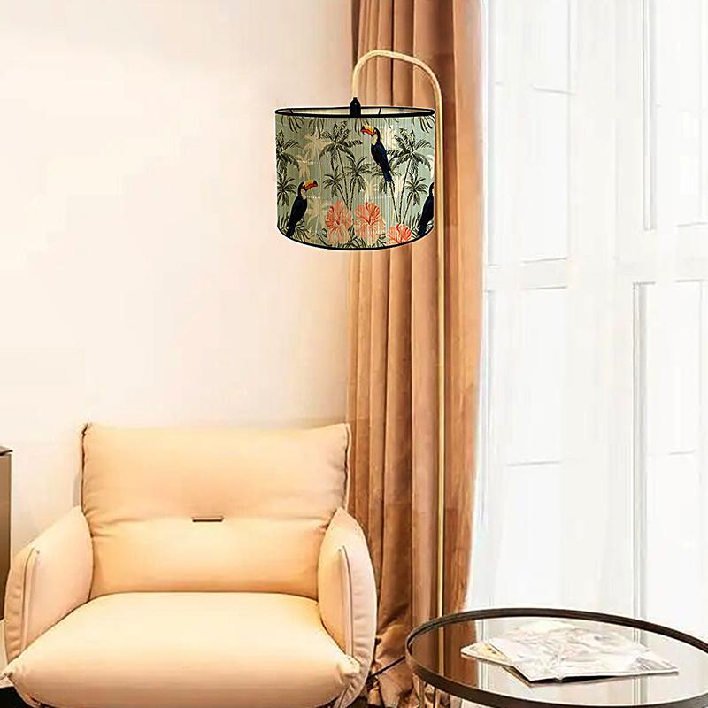 Retro Style Plant Printing Lampshade Handmade Bamboo Lampshades Green Plants Lampshades