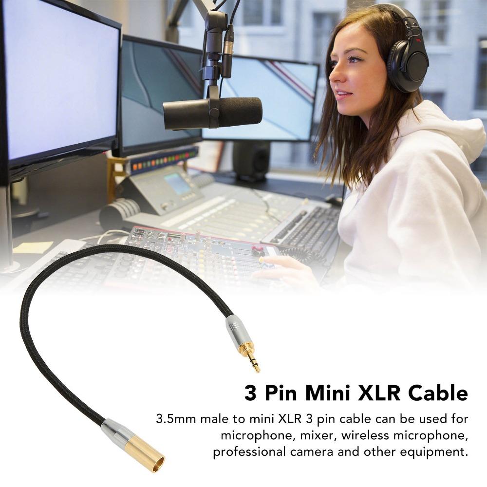 Gold Plated 3.5mm Male to Mini XLR 3pin Cable 3.5mm to Mini XLR Adapter  Camera Audio