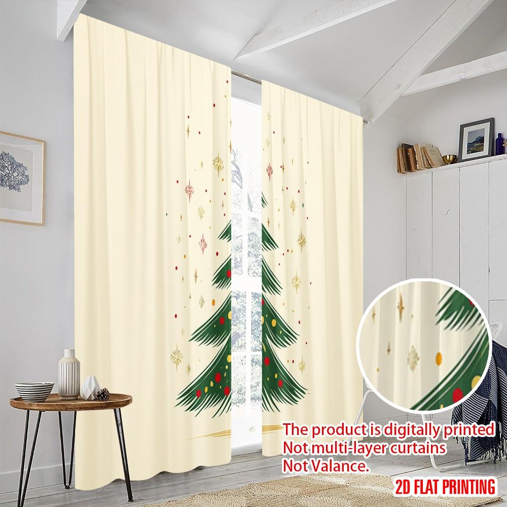 2pcs,2D plane printing Creative Curtains Christmas Tree Festive_c (3) Versatile Polyester (without rod) Room Decor Use for