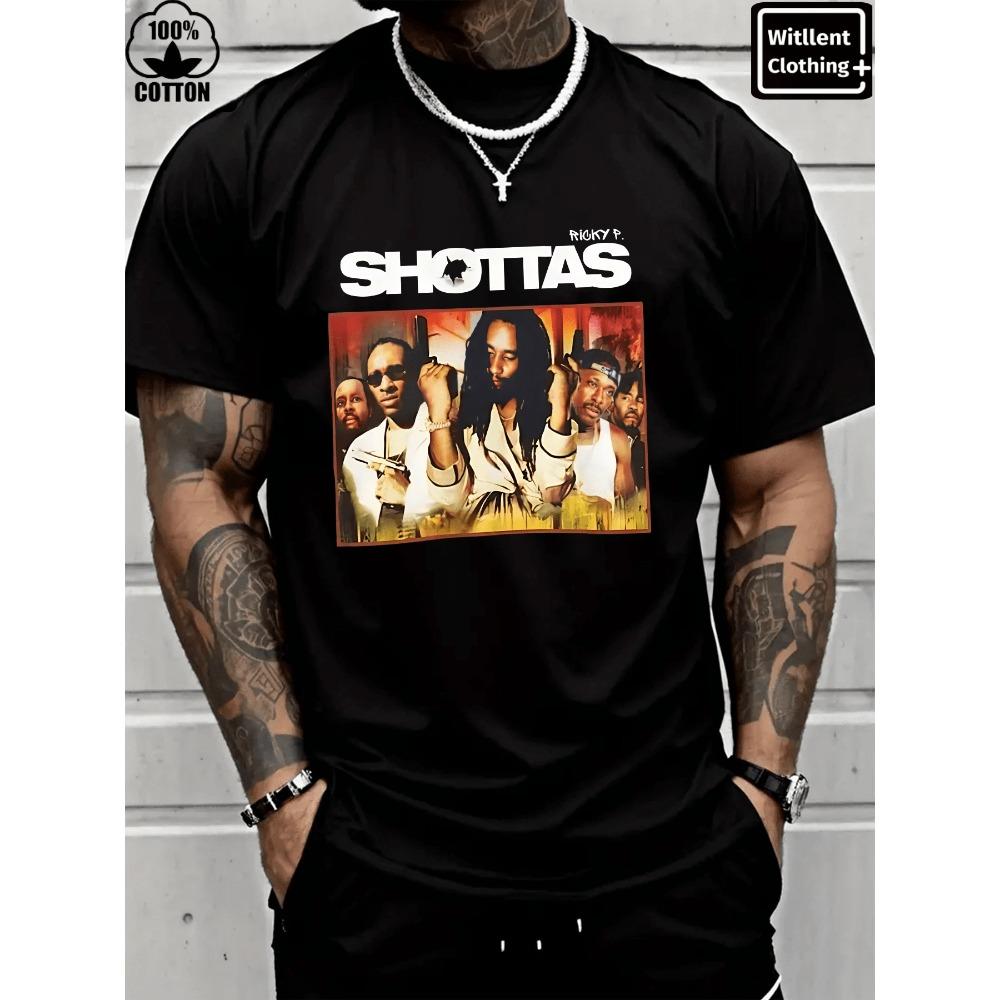 Men s 100% Cotton Shottas Jamaican Crime Movie Fan T-Shirt, Heavyweight Cotton T-Shirt  oversized t shirt shirts 3XL