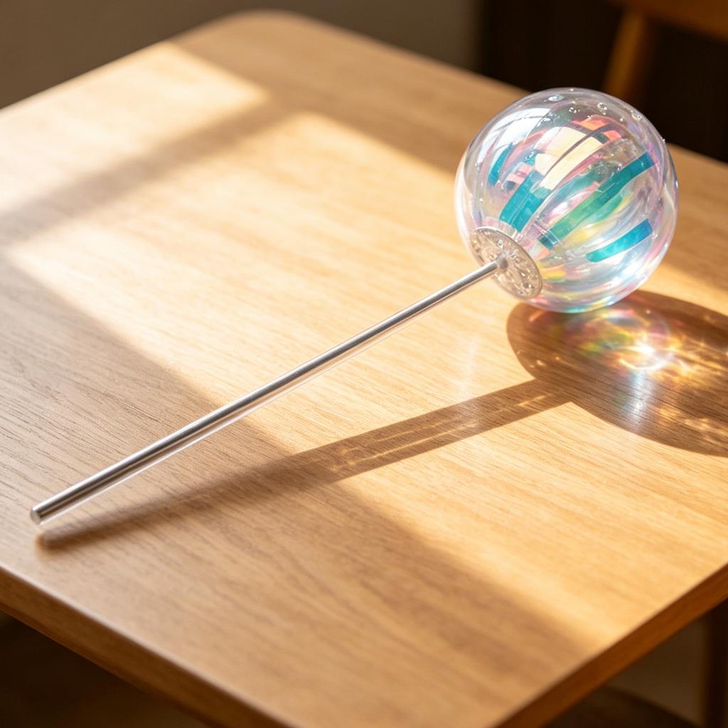 Rotating Magic Bubble Wand Stress Relief Toy with Rainbow Effect for Sensory Play and Relaxation Suitable for Kids and Adults