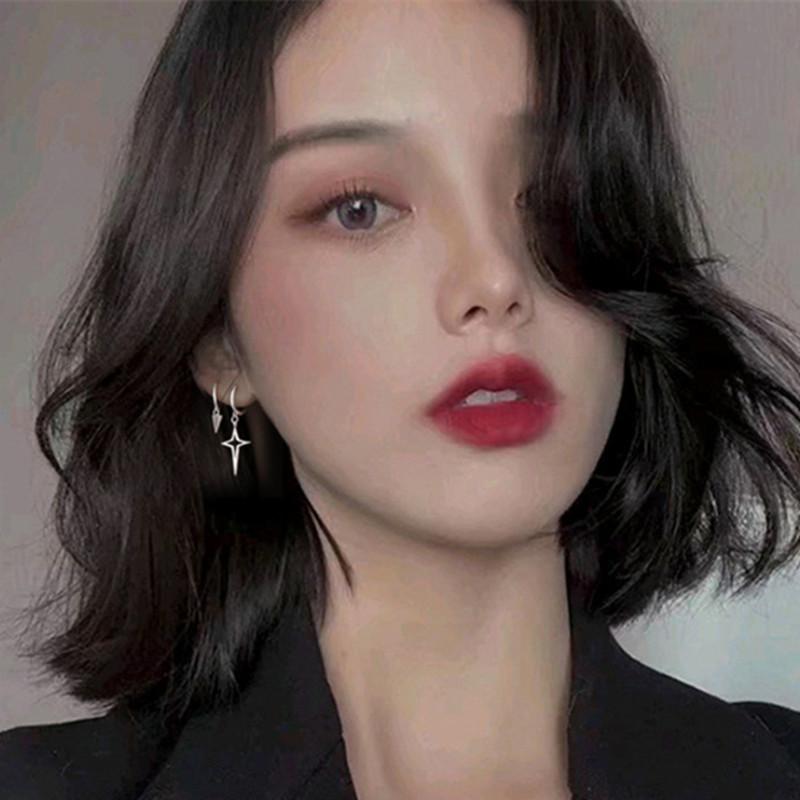 Korean Fashion Cross Asymmetric Stars Ear Buckle Drop Earrings for Women Hyperbole Trendy Hip Hop Cone Geometry Jewelry