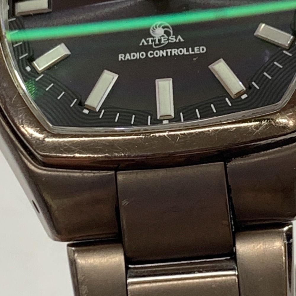 Used 04w6674[Used] CITIZEN Citizen ATTESA E411-T006728 Eco Drive Solar Radio Roll Black Dial SS Tonneau Type Watch [Hachioji Store]