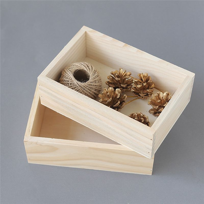 M-Modern-Retro Square Wooden Succulent Small Flower Pot Wooden Box Home Gardening Decoration Supplies