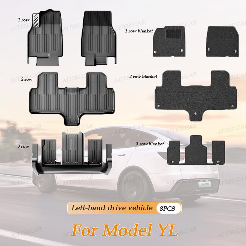 For Tesla Floor Mat Model YL 2026 Car Trunk Mat Set Luggage Mat TPE Waterproof Anti-Slip Set LHD Floor Liner Mat Car Accessorie