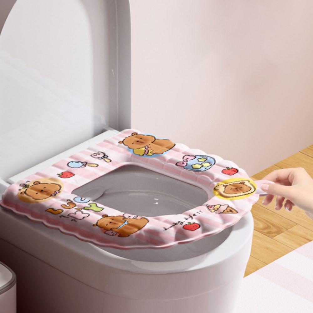 New Capybara Toilet Seat Cover U-Shaped Universal Toilet Lid Cushion Reusable Washable Toilet Pad Mat Toilet Accessories