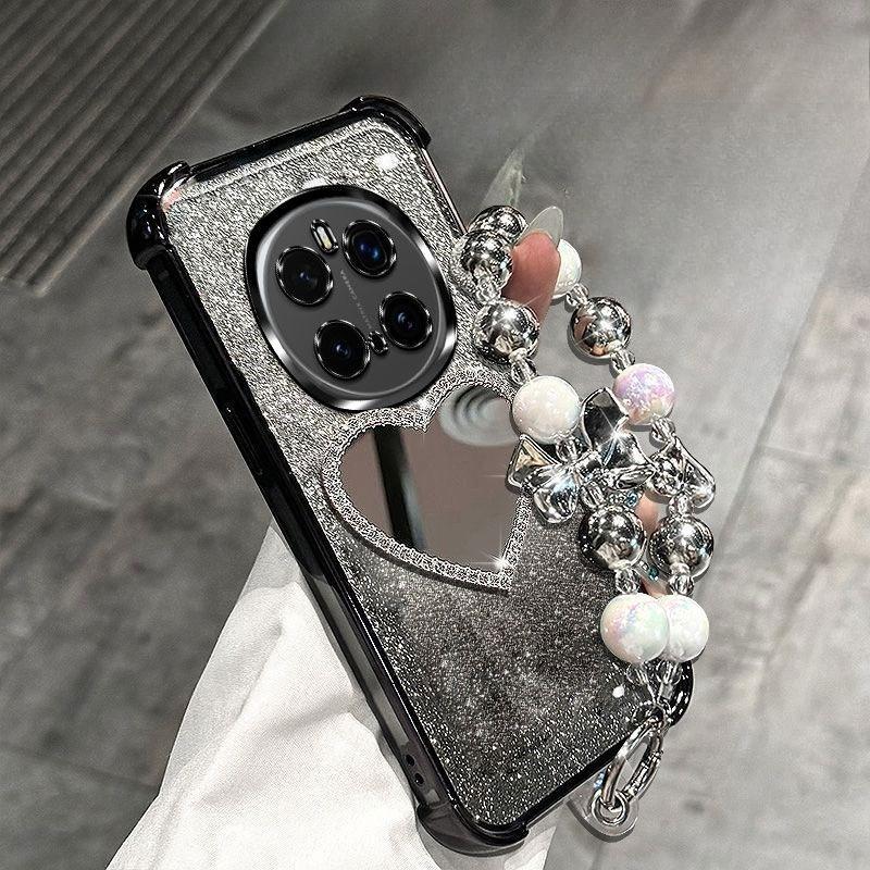 Glitter Plating Love Mirror Bracelet Case for Huawei Honor Magic 7 Lite 6 5 4 3 Pro Shockproof Silicone Cover