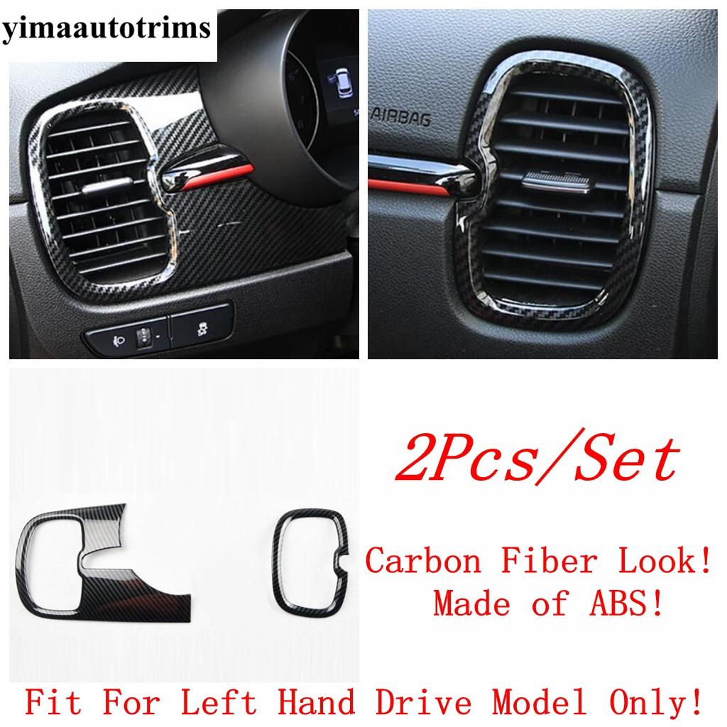 Gearbox Water Cup Holder Window Lift Button AC Vent Outlet Cover Trim Carbon Fiber Accessories For Kia Rio 4 X-line 2017 -