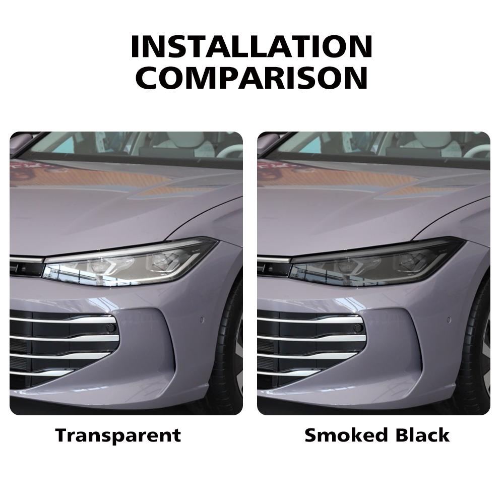 For Passat B9 2025-2025 Smoke Black High Gloss Pre-Cut TPU Car Headlight Protective Film PPF Anti-Scratch Vinyl Wrap Cover Kit