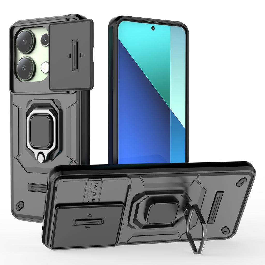 For Xiaomi Redmi Note 13 4G Case PC+TPU Slide Lens Lid Phone Cover