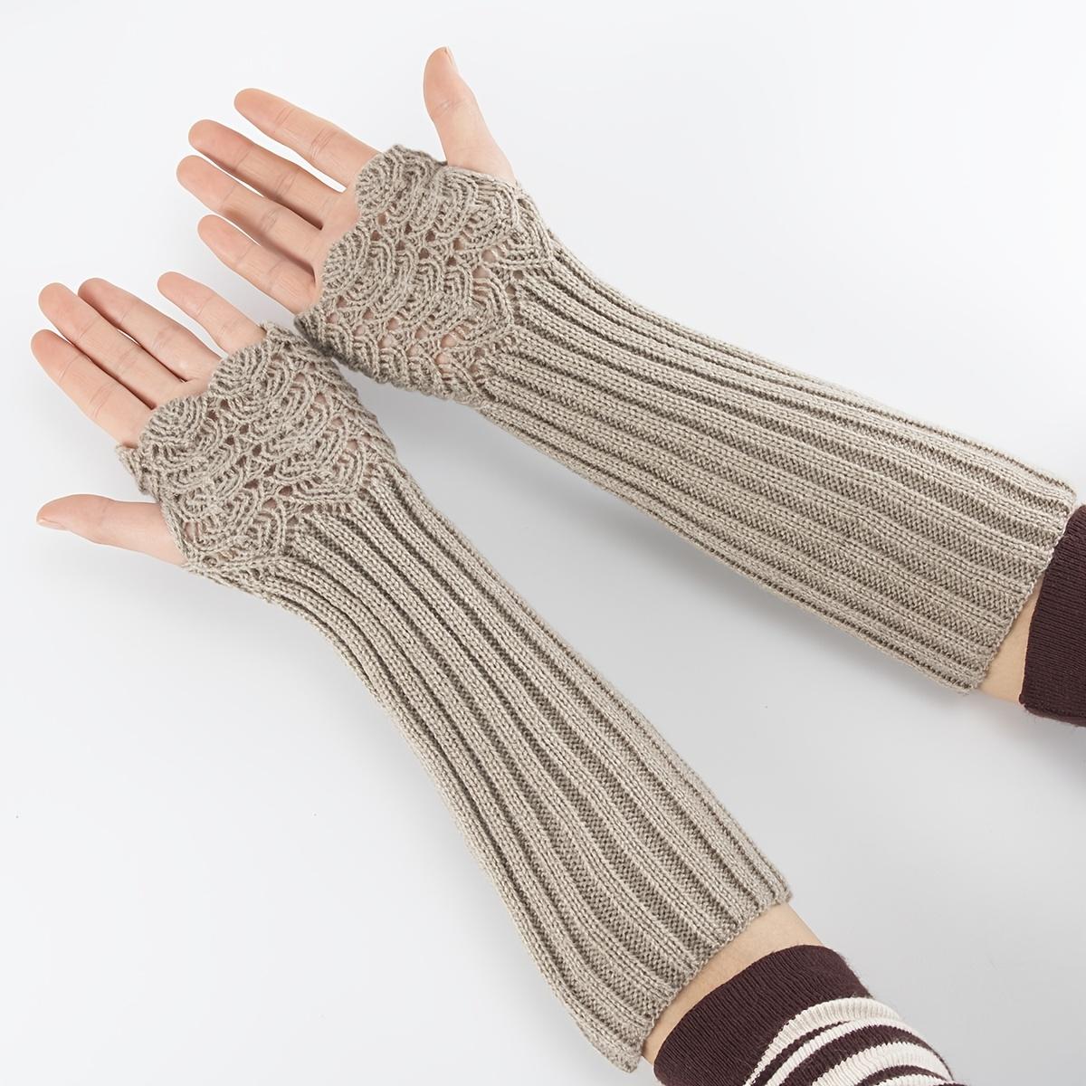 

Autumn and Winter Women s Fish Scale Pattern Fingerless Gloves, Mid-Length Arm Sleeves, Warm Wrist Protectors сірий