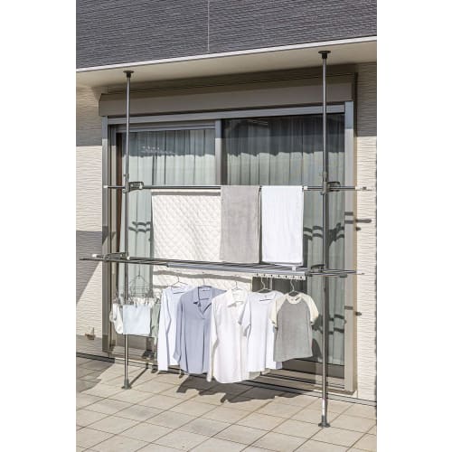 Sekisui Jushi Shoji Sekisui Stainless Steel Balcony Clothes Drying Stand Pole DSL-20, Mounting Height Range 200-275cm
