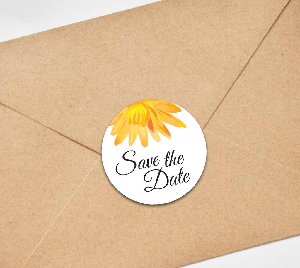 Darling Souvenir 45 Pcs Round Envelope Seal Black Aster Flower Save The Date Stickers DIY-1.6