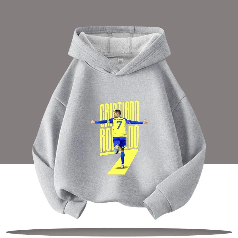 Haine noi de iarnă/toamnă Hanorac cu glugă pentru copii Ronaldo Tricou sport pentru băieți Imprimeu desen animat cu vedetă de fotbal Hanorace casual pentru copii