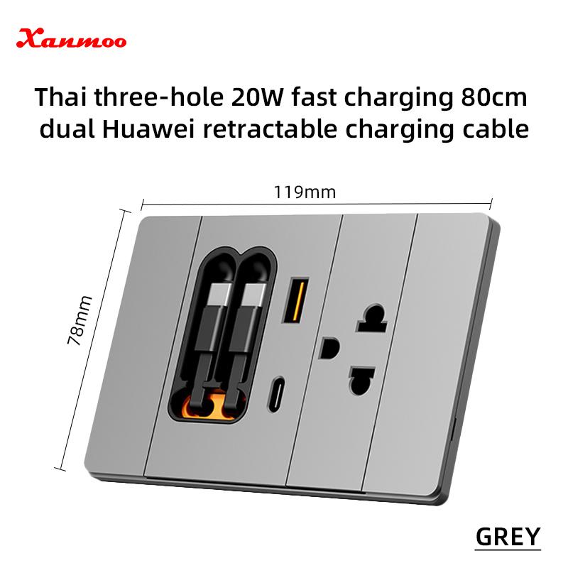 Type 118 American/Thailand Universal Standard with USB/Type-c/light Switch and Outlets Wall Switches and Sockets