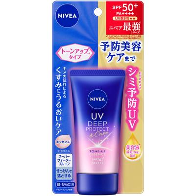 NIVEA UV Deep Protect & Care Tone-Up Essence 50g Sun Care מרחו כמות קטנה מהמוצר באופן שווה על העור. אם אתה משתמש במוצרי טיפוח עור