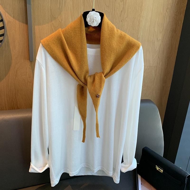 100% Wool Knitted Triangular Scarf Women Winter Warm Pashmina Headscarf Shawl Sold Color Neckerchief Kerchief Hijab Collar