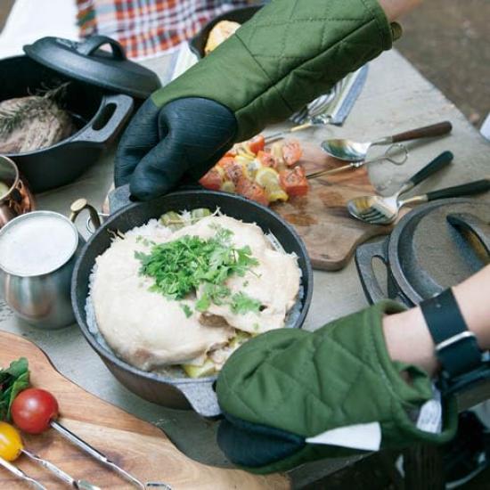 Dulton Gratton Oven Mitt Forest Green 100% Cotton Potholder Pot Glove Glamping Height 170mm Width 140mm Depth 50mm A515-545FGN