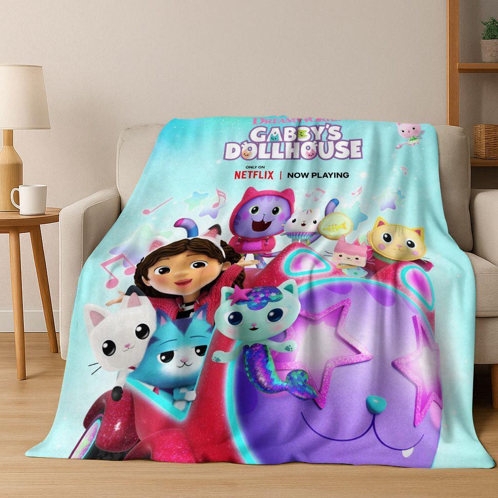 2026 New Cartoon Gabbys Dollhouse Girl Gift Flannel Blanket,Warm and Cozy Soft Throw Blanket for Home Bedroom Bed Sofa Cover Kid