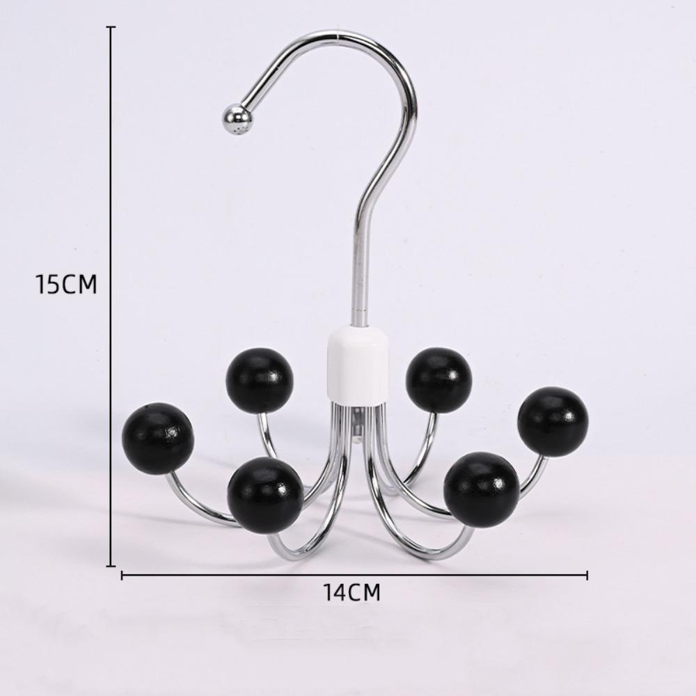Portable 360° Rotatable 6 Claw Hooks Wooden Ball Multifunctional Clothing Organizers Hook Space Saving Wardrobe Hooks