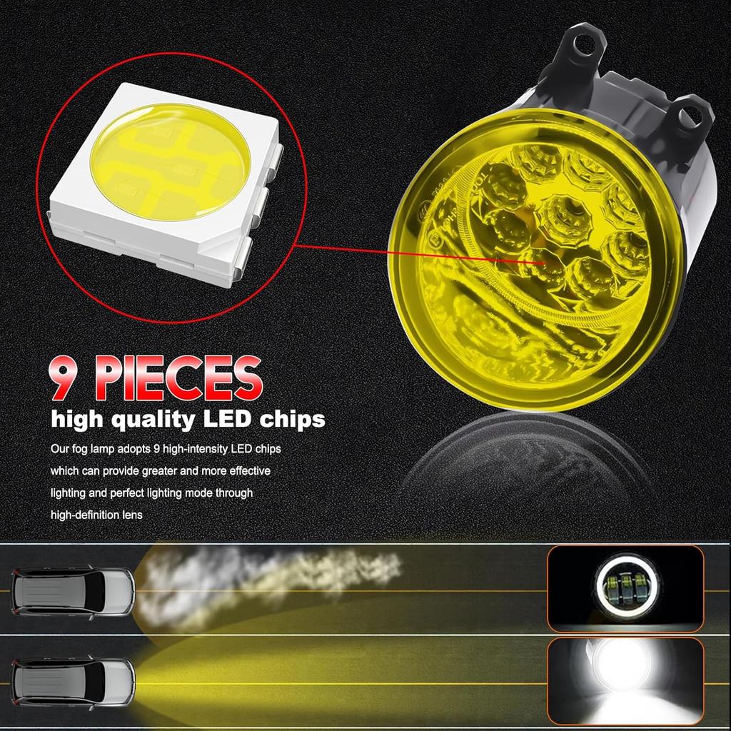 Fog Lights 3.5 inch OEM 19597300 For Toyota 4Runner 2010-2020 Front Bumper Fog Light Lamps, Yellow LED, 3500K Yellow Beam, Super Bright. 2-Pack