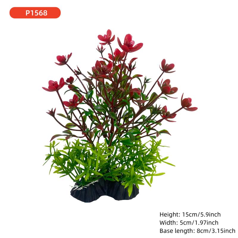 1PCS Aquarium Decor Set - Vibrant Green Plastic Plant Ornaments - Fish Tanks, Durable Pvc Material 15cm/5.9inch