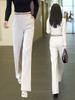 Womens Wide Leg Trousers With Wool Fabric High Waist Loose Fit For Casual Spring Wear