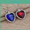 Titanic Hav Hjärtformad Halsband Med Safir Och Diamant Accenter För Kvinnor Och Män