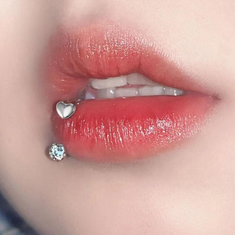 Stainless Steel 4mm Soft Clay Bead Lip Ring Butterfly Zircon Horseshoe Piercing Jewelry Punk Style
