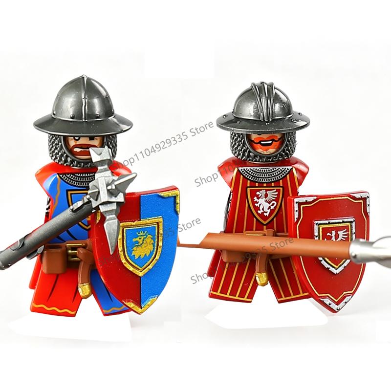 MOC Mittelalterliche Bausteine Zubehör Burgen Gotische Ritter Drache Löwe Krieger Pferd Helme Schilde Rüstungen Äxte Steine Spielzeug
