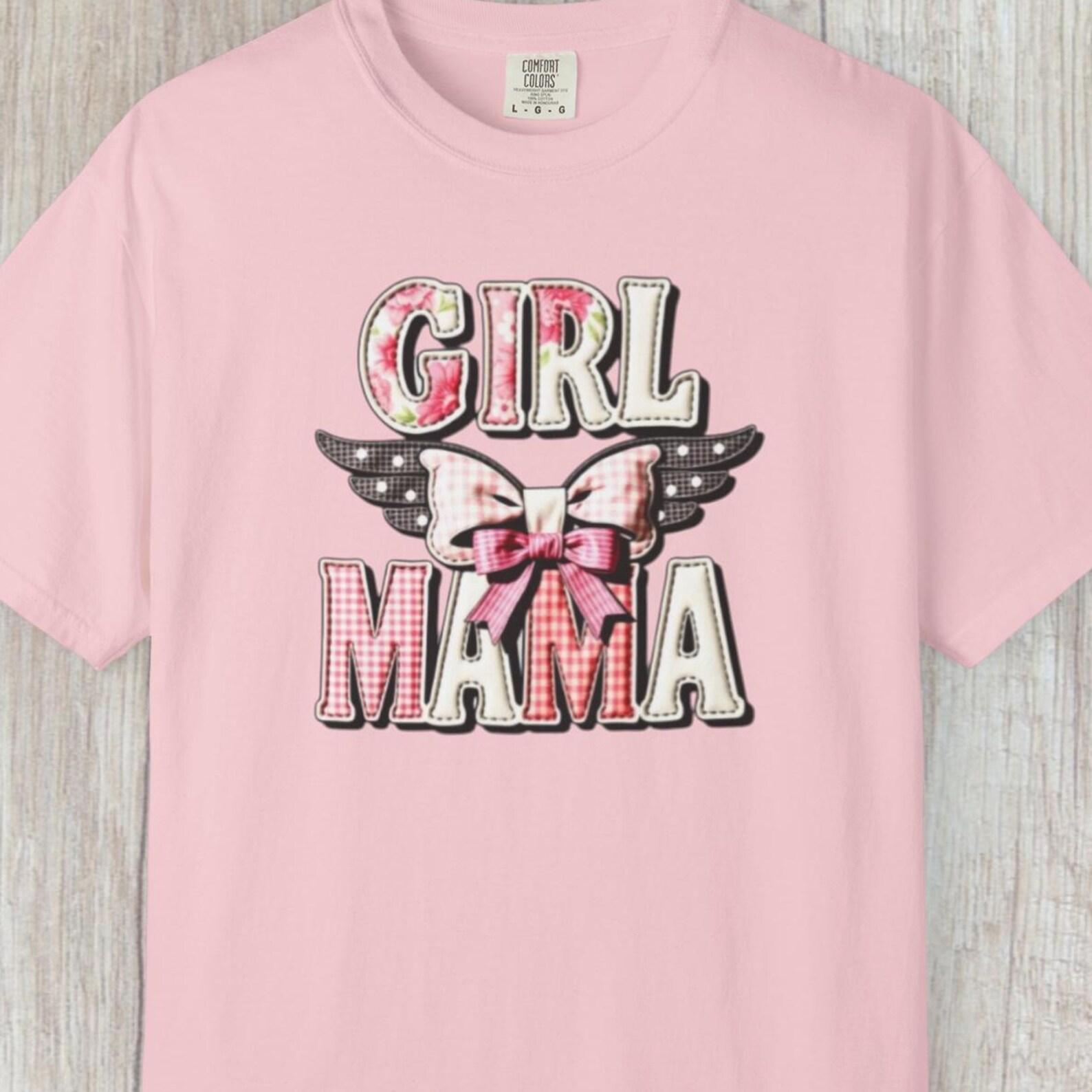 Comfort Colors Girl Mama Shirt, Girl Mom Shirt Gift, Bow Mom Shirt, Cute Coquette Bow Mama Tee, Floral Mama Shirt, Mother s Day Tee Gift S
