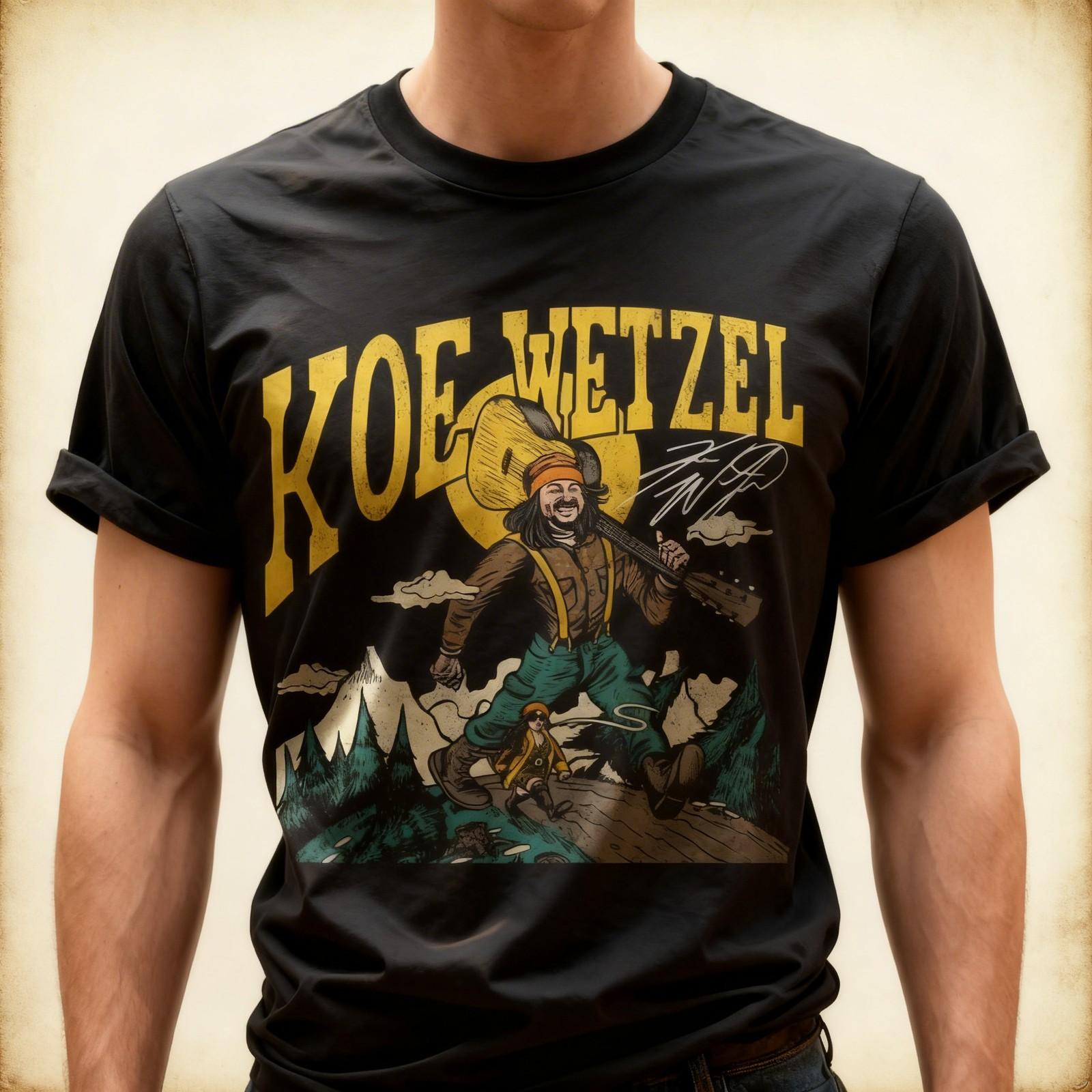 FUNNY Koe Wetzel signature black T-shirt Short sleeve All sizes XXXL