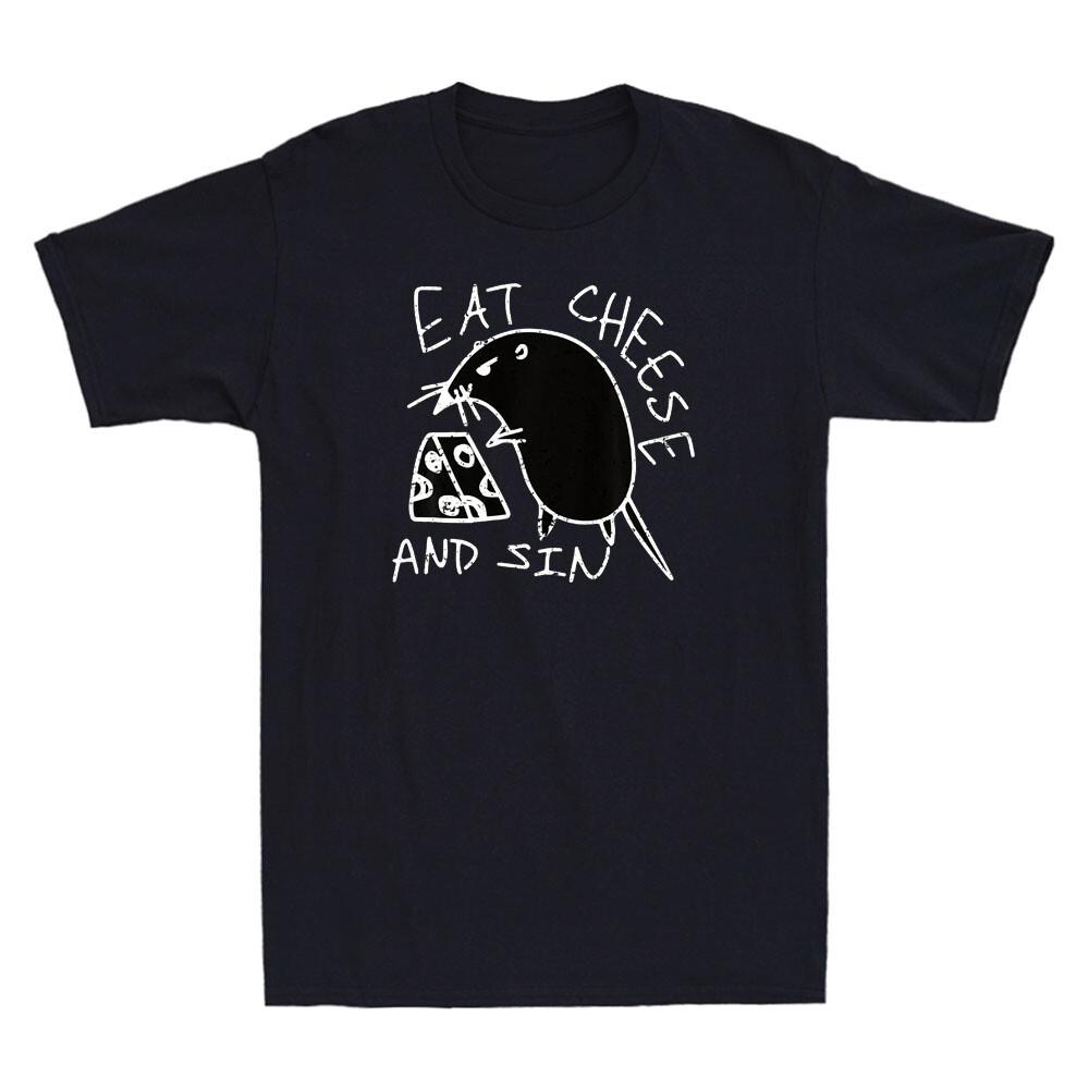 Eat Cheese And Sin Funny Rat With Cheese Meme Humor Quote Vintage Men T-shirt S